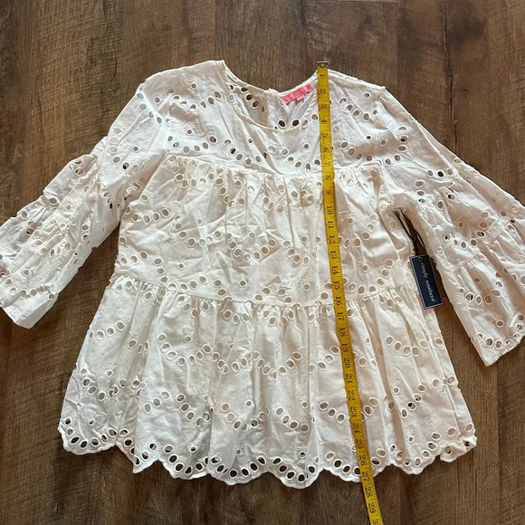 Women's Simply Southern Blouse XXL White Eyelet Long Sleeve - Picture 9 of 11
